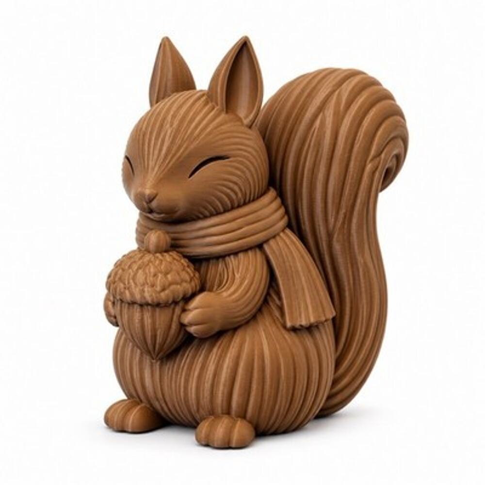 Brown Squirrel Figurine Holding Acorn with Scarf Woodland Fall Home Decor